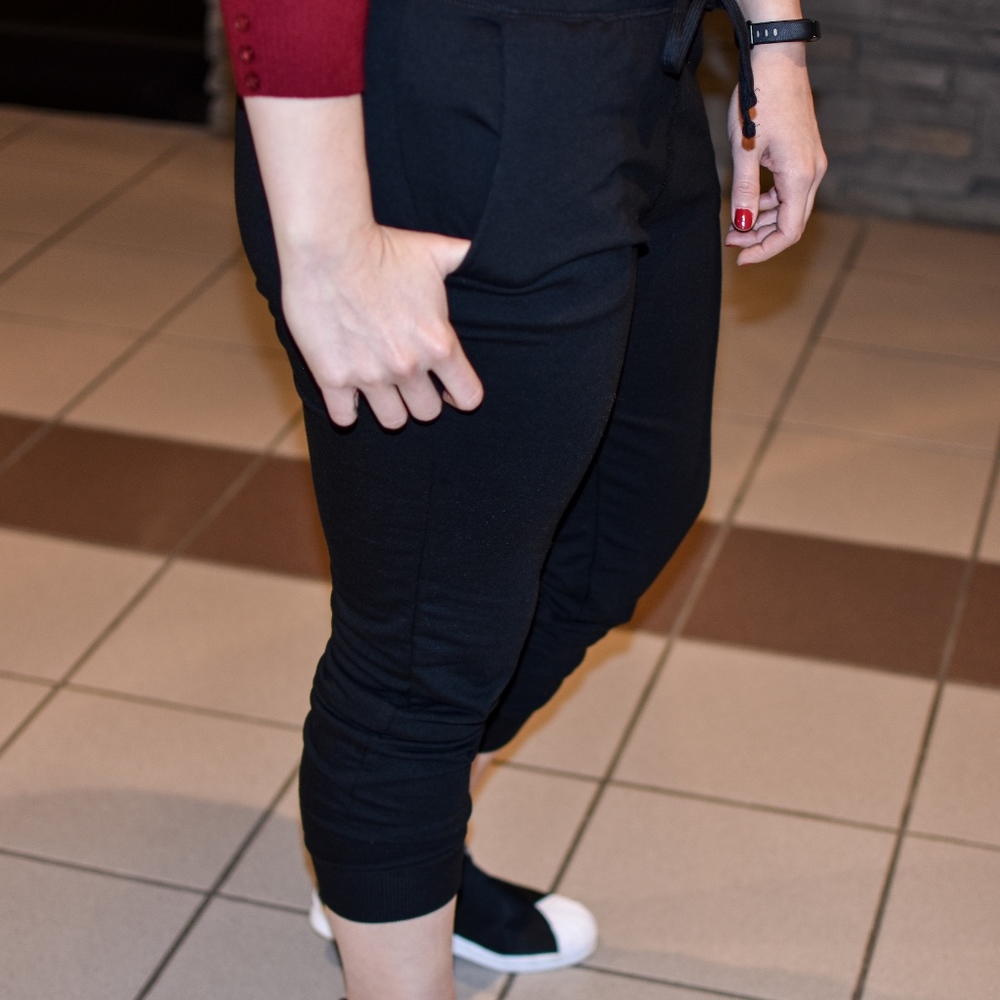 French Terry Drawstring Joggers in Black - Picture 3 of 7